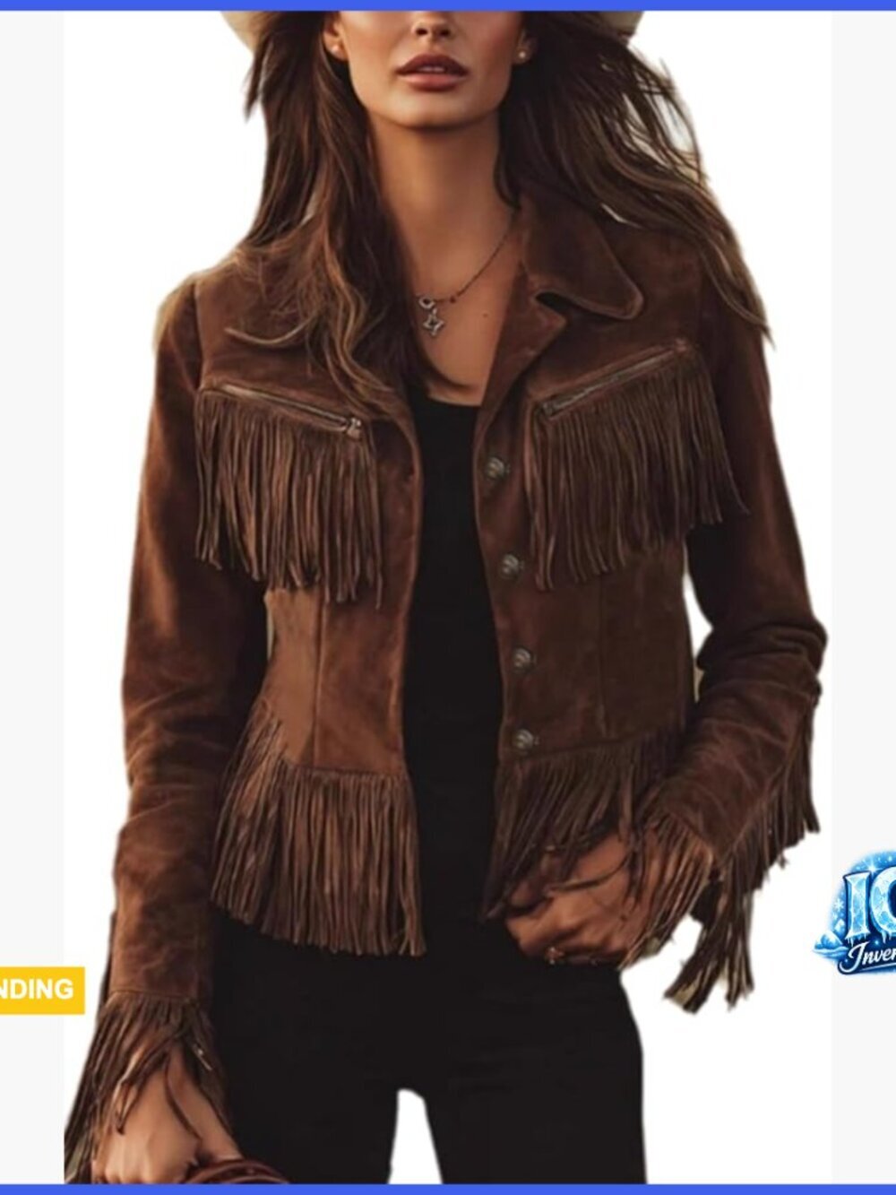 Faux Suede Fringe Jacket Women Western Cowgirl Style Button Up